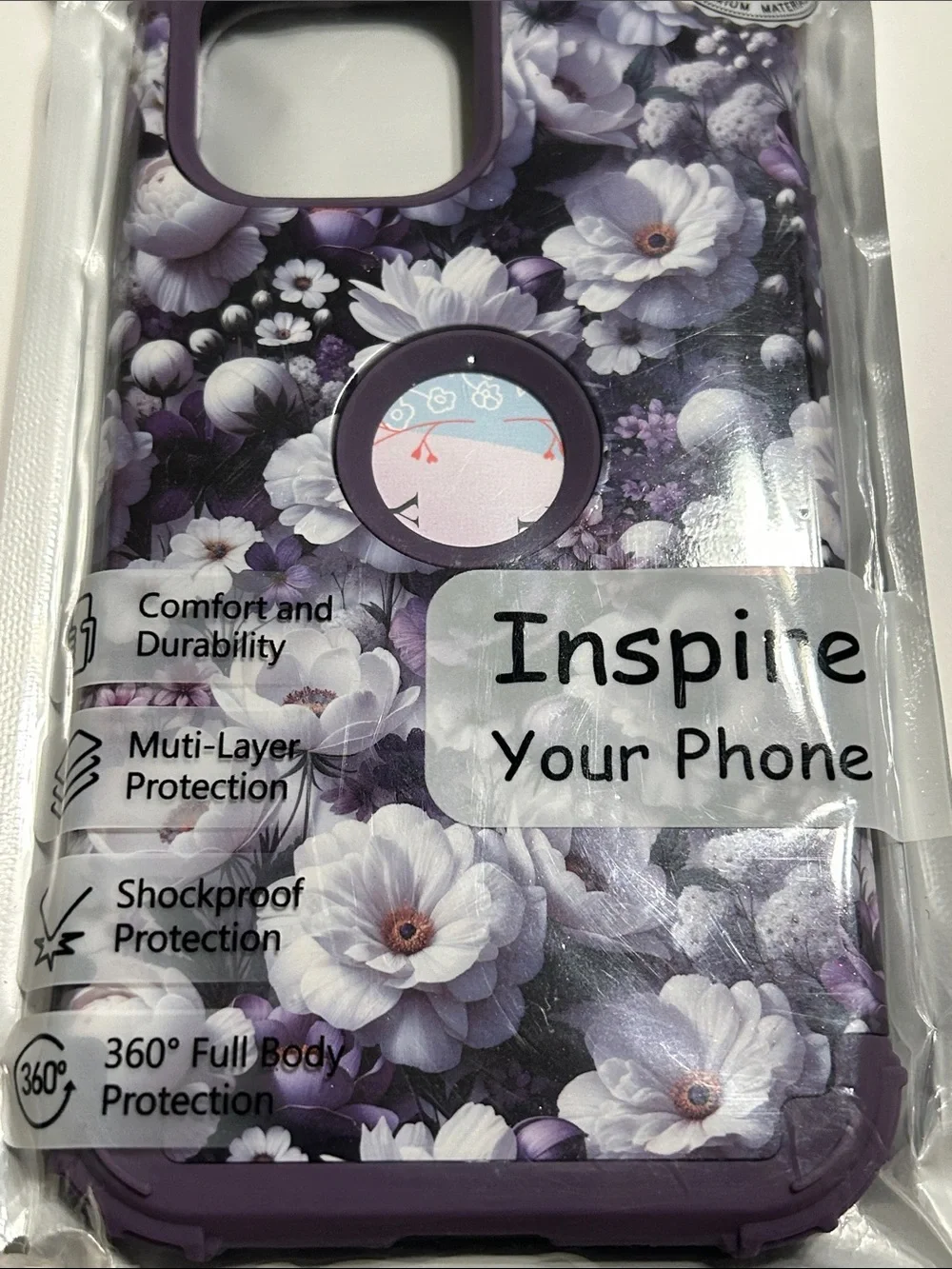 Floral Heavy Duty Phone Case for iPhone 13 Pro Max - Purple Floral shockproof